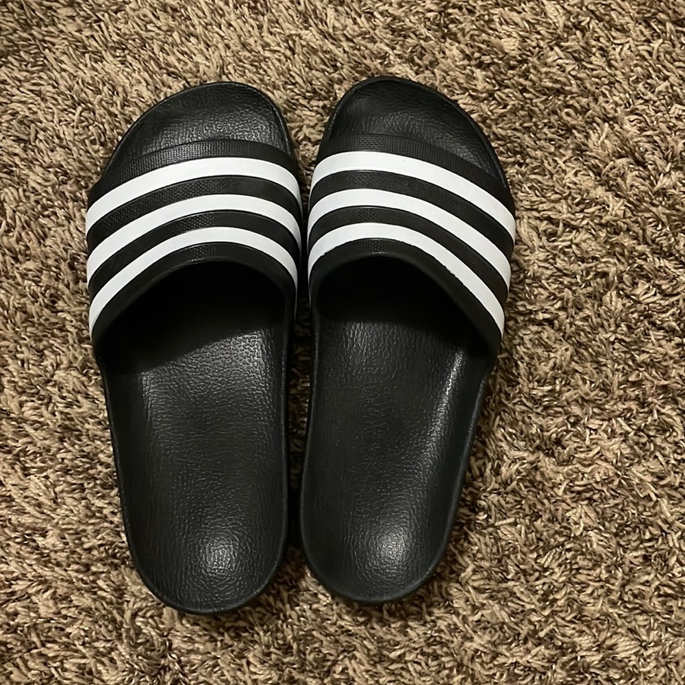 Black Adidas slides